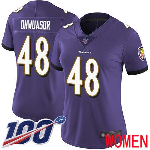 Baltimore Ravens Limited Purple Women Patrick Onwuasor Home Jersey NFL Football #48 100th Season Vapor Untouchable